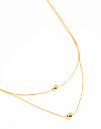 Waterproof Gold Plated Stainless Steel Ball Pendant Layered Necklace - link has visual effect only