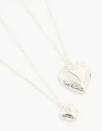 Silver Plated Heart Pendant Necklaces 2-Pack - link has visual effect only