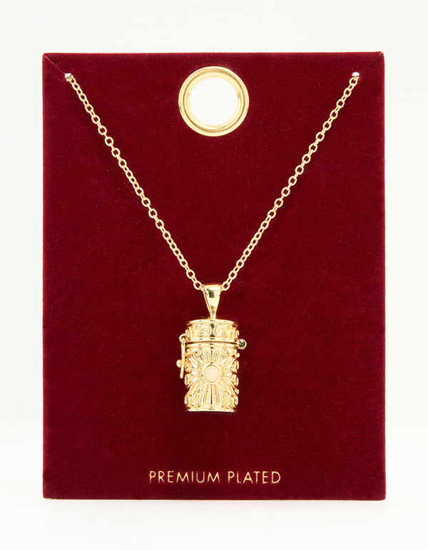 Gold Plated Barrel Pendant Necklace