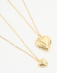 Gold Plated Heart Pendant Necklaces 2-Pack - link has visual effect only