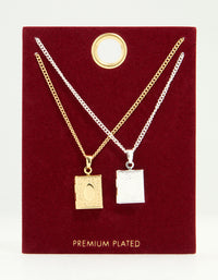 Gold & Silver Plated Locket Pendant Necklaces 2-Pack - link has visual effect only
