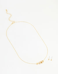 Gold Plated Cubic Zirconia Rondell Pendant Necklace & Earrings Set - link has visual effect only