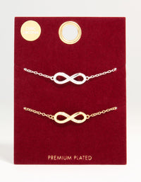 Mixed Metal Infinity Cubic Zirconia Toggle Bracelets 2-Pack - link has visual effect only