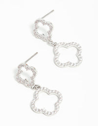 Silver Cubic Zirconia Flower Drop Earrings - link has visual effect only