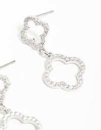 Silver Cubic Zirconia Flower Drop Earrings - link has visual effect only