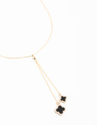Gold Cubic Zirconia Black Flower Y-Necklace - link has visual effect only