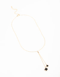 Gold Cubic Zirconia Black Flower Y-Necklace - link has visual effect only