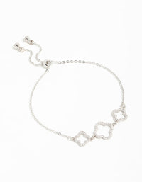 Silver Cubic Zirconia Flower Trio Toggle Bracelet - link has visual effect only
