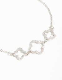Silver Cubic Zirconia Flower Trio Toggle Bracelet - link has visual effect only