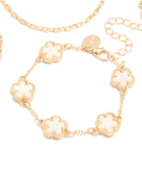 Gold Flower & Chain Bracelets 3-Pack - link has visual effect only
