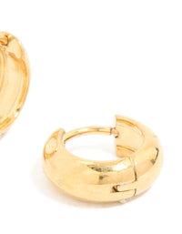 Waterproof Gold Plated Stainless Steel Chunky Huggie Earrings 10 MM - link has visual effect only