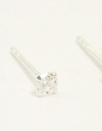Sterling Silver Cubic Zirconia Small Princess Cut Stud Earrings - link has visual effect only