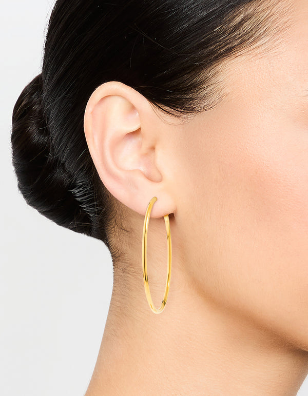 Gold Plated Surgical Steel Hoop Earrings 50 MM