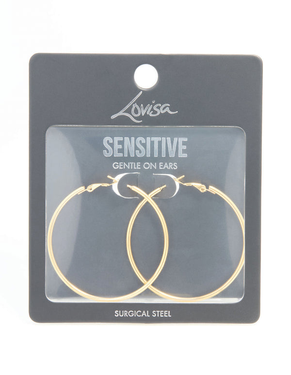Gold Plated Surgical Steel Hoop Earrings 50 MM