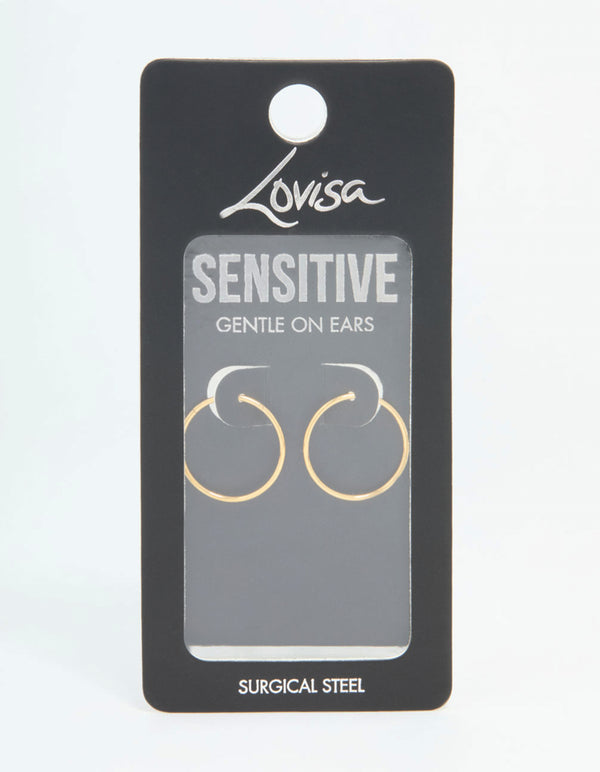 Gold Plated Surgical Steel Sleeper Earrings 16 MM