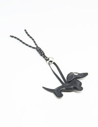 Black PU Leather Sausage Dog Key Chain - link has visual effect only