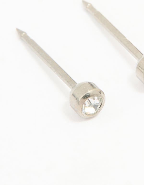 Titanium 3MM Cubic Zirconia Bezel Piercing Stud