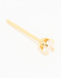 24KT Gold Plated Surgical Stainless Steel 3MM Cubic Zirconia Piercing Stud - link has visual effect only