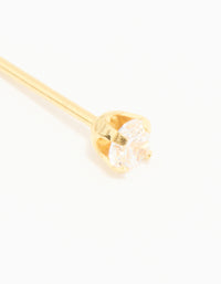 24KT Gold Plated Surgical Stainless Steel 3MM Cubic Zirconia Piercing Stud - link has visual effect only