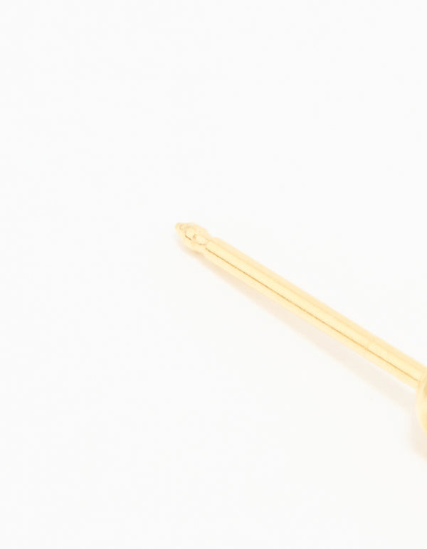 24KT Gold Plated Surgical Stainless Steel 3MM Cubic Zirconia Piercing Stud