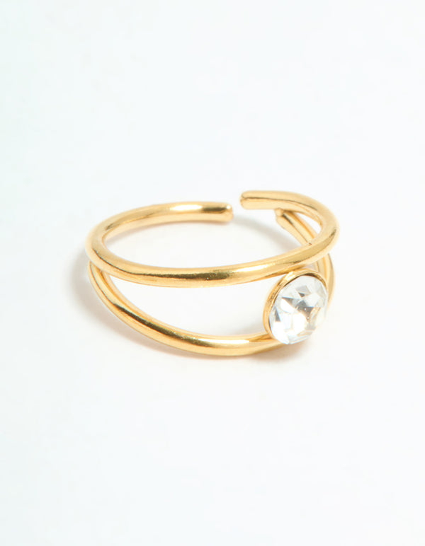 Gold Plated Surgical Steel Cubic Zirconia Layered & Smooth Nose Rings 2-Pack