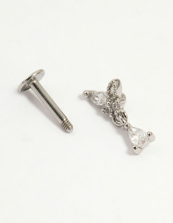 Surgical Steel Cubic Zirconia Marquise Drop Flat Back Stud