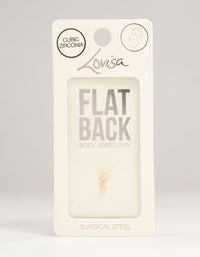 Gold Plated Surgical Steel Cubic Zirconia Baguette Drop Flat Back Stud - link has visual effect only