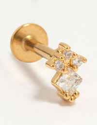 Gold Plated Surgical Steel Cubic Zirconia Micro Cluster Flat Back Stud - link has visual effect only