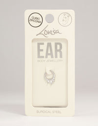 Surgical Steel Cubic Zirconia Marquise Spike Clicker Ring - link has visual effect only