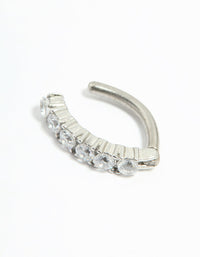 Titanium Cubic Zirconia Statement Curved Belly Ring - link has visual effect only