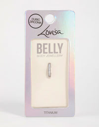 Titanium Cubic Zirconia Curved Ring Belly Ring - link has visual effect only