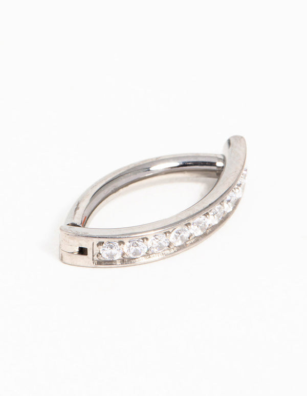 Titanium Cubic Zirconia Curved Ring Belly Ring