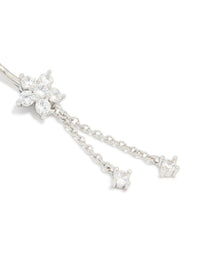 Surgical Steel Cubic Zirconia Flower Chain Belly Bar - link has visual effect only
