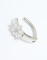 Surgical Steel Cubic Zirconia Flower Curved Belly Ring - link has visual effect only