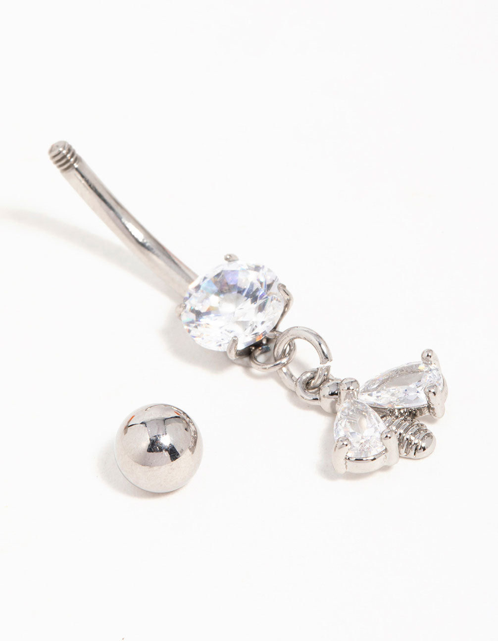 Surgical Steel Cubic Zirconia Bee Drop Belly Bar