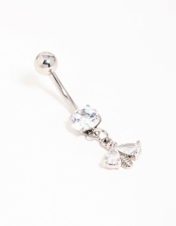 Surgical Steel Cubic Zirconia Bee Drop Belly Bar