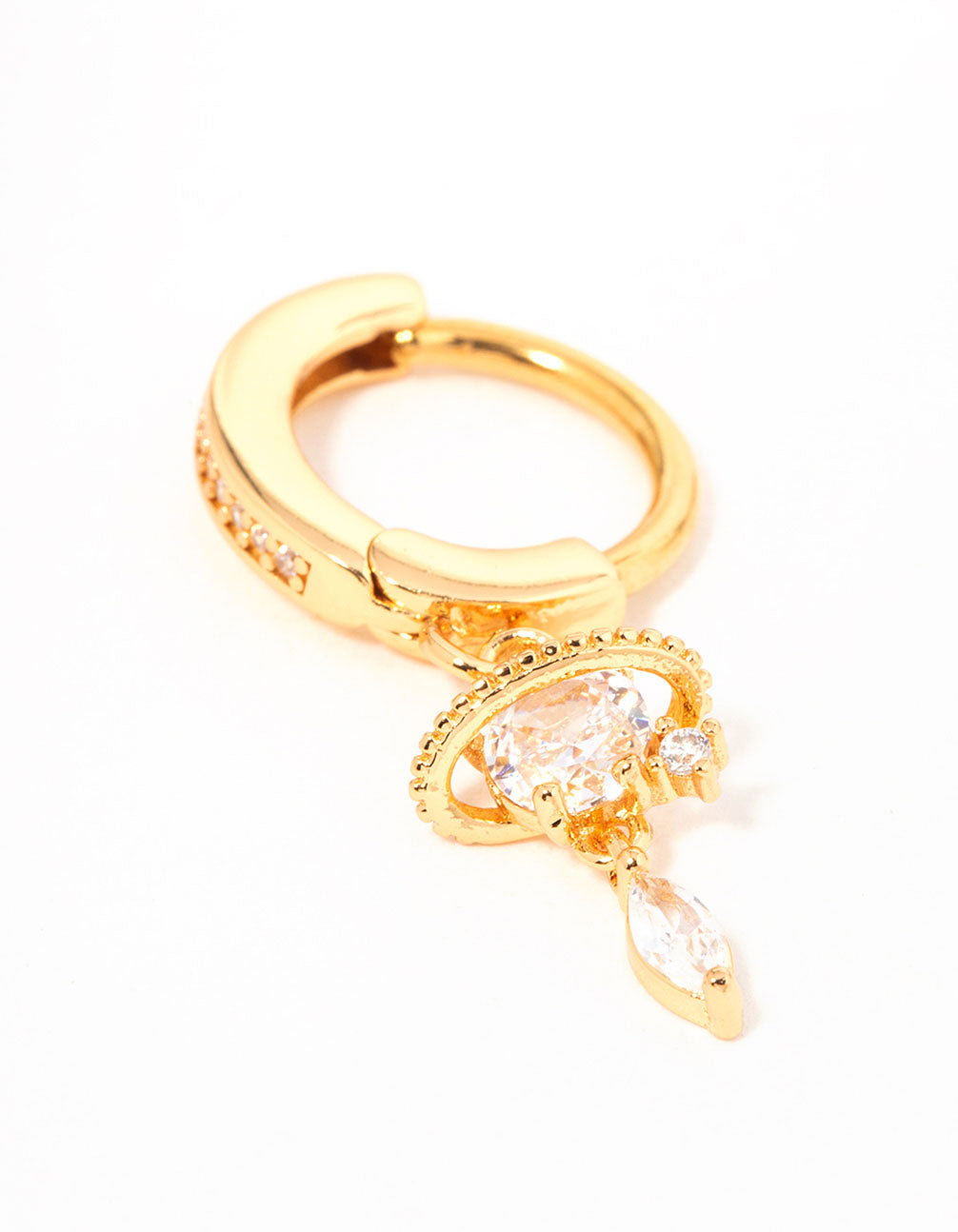 Gold Plated Surgical Steel Cubic Zirconia Celestial Curve Belly Ring