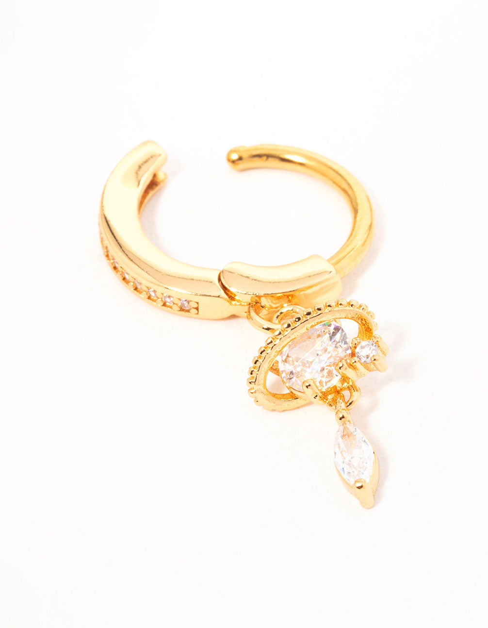 Gold Plated Surgical Steel Cubic Zirconia Celestial Curve Belly Ring