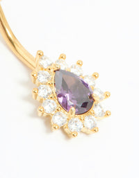 Gold Plated Surgical Steel Purple Cubic Zirconia Teardrop Belly Bar - link has visual effect only
