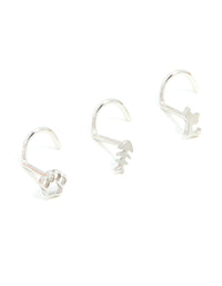Surgical Steel Pet Motif Nose Stud 3-Pack - link has visual effect only