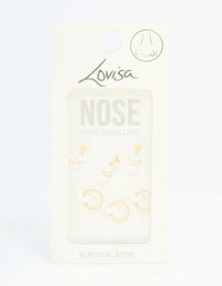 Gold Plated Surgical Steel Bow, Heart & Flower Nose Stud 3-Pack - link has visual effect only