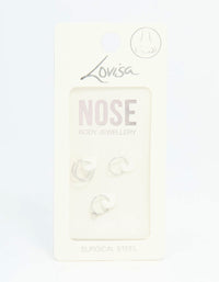 Surgical Steel Mixed Flower Hoop Nose Ring 3-Pack - link has visual effect only