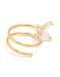 Gold Plated Surgical Steel Cubic Zirconia Butterfly Twist Nose Ring - link has visual effect only