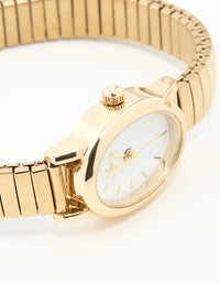 Gold Mini Oval Stretch Watch - link has visual effect only