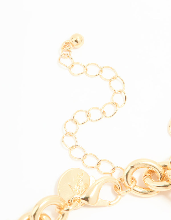 Gold Watch & Cross Charm Bracelet