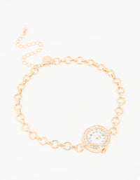 Gold Diamante Round Watch Choker Necklace - link has visual effect only