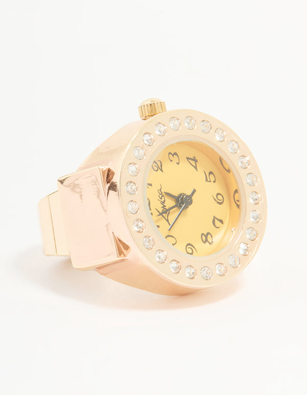 Gold Diamante Watch Ring