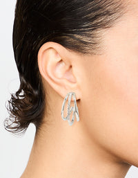 Silver Diamante Triple Hoop Earrings - link has visual effect only