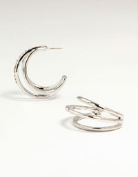 Silver Diamante Triple Hoop Earrings - link has visual effect only