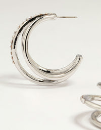 Silver Diamante Triple Hoop Earrings - link has visual effect only